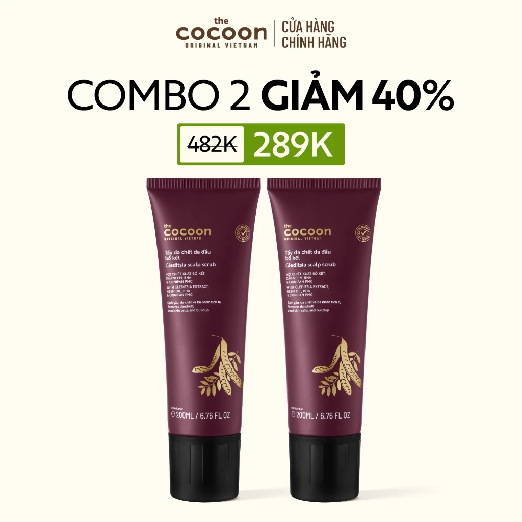 [MUA 2 GIẢM 40%] Combo 2 Tẩy da chết da đầu bồ kết Cocoon 200ml