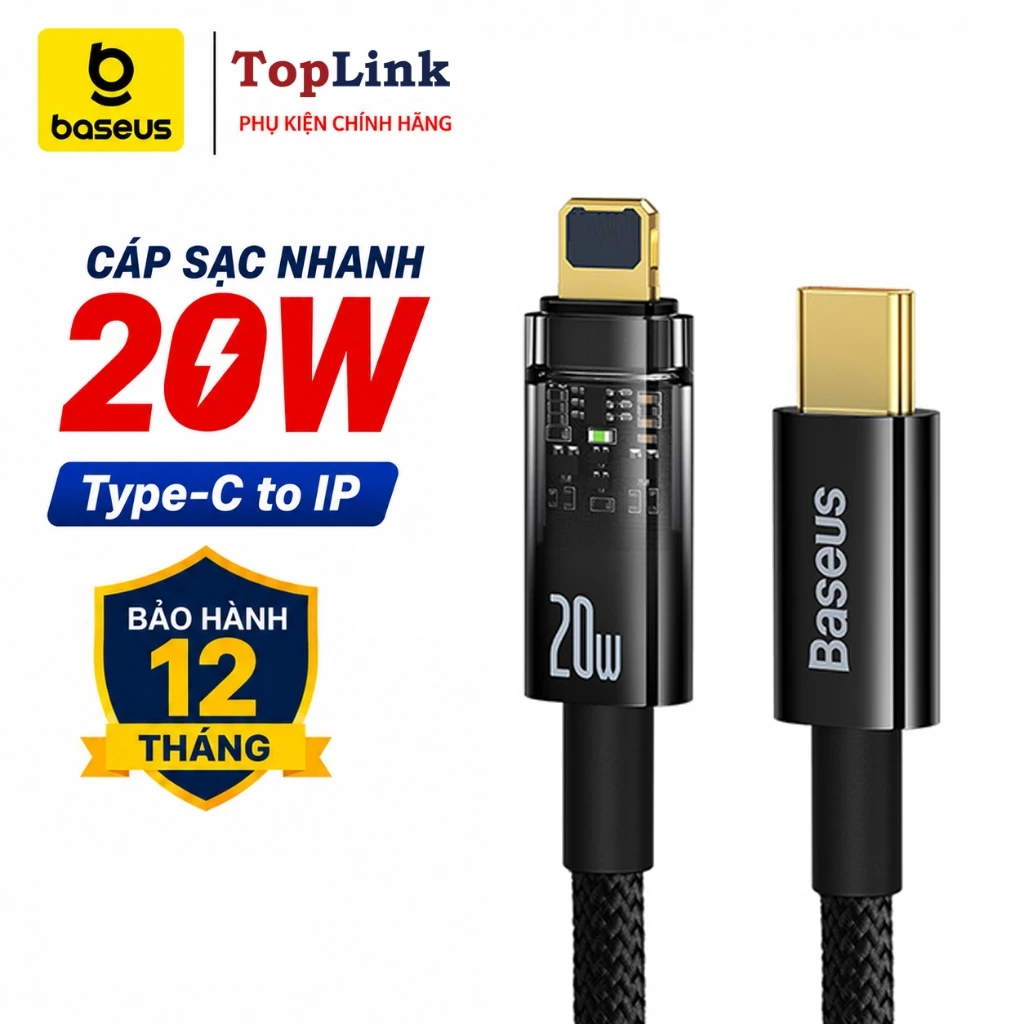 Cáp Sạc Nhanh PD 20W BASEUS Cho IP 5/6/7/8/X/XS/11/12/13/14 Bền Đẹp Chống Rối, Bảo Vệ Điện Thoại,Truyền Dữ Liệu