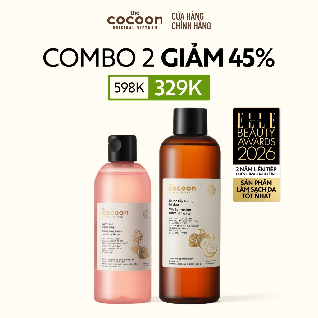 Combo Nước cân bằng sen Hậu Giang (toner) 310ml & Nước tẩy trang bí đao 500ml…
