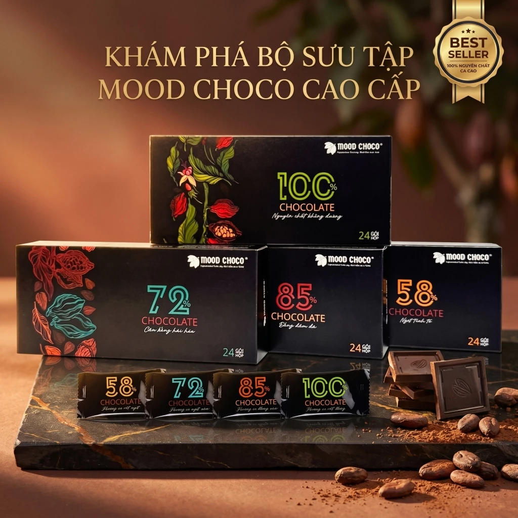 Combo 5 Hộp Socola Đen & Matcha Nguyên Chất MOOD CHOCO Mix Vị Cao Cấp Làm Quà Tặng