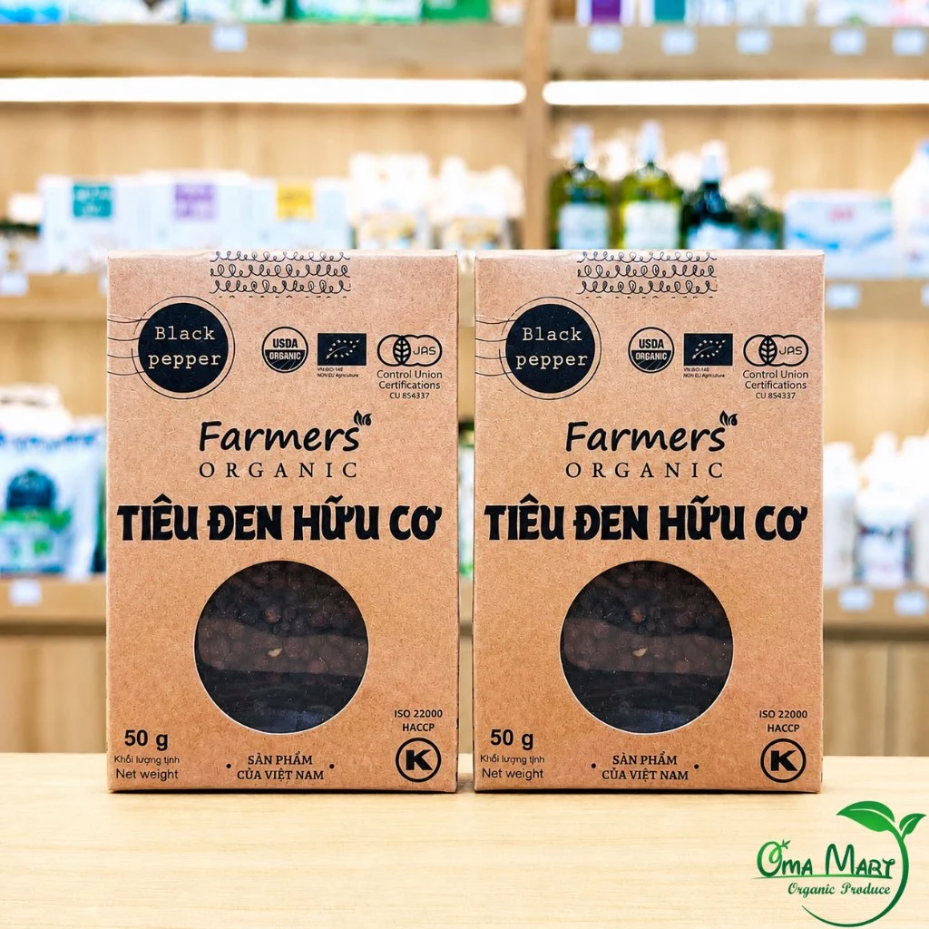 Tiêu Đen Nguyên Hạt Hữu Cơ FARMERS' 50g ( Túi )
