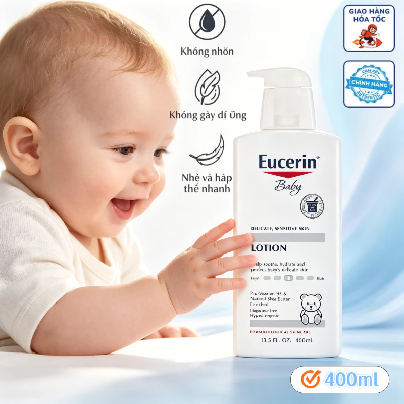 Sữa dưỡng thể Eucerin Baby Body Lotion không mùi, không gây dị ứng, không gây kích ứng