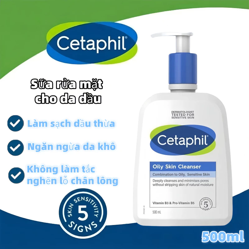 [Gói tiết kiệm] Sữa rửa mặt Cetaphil dành cho da dầu 500ml, làm sạch sâu da mặt.