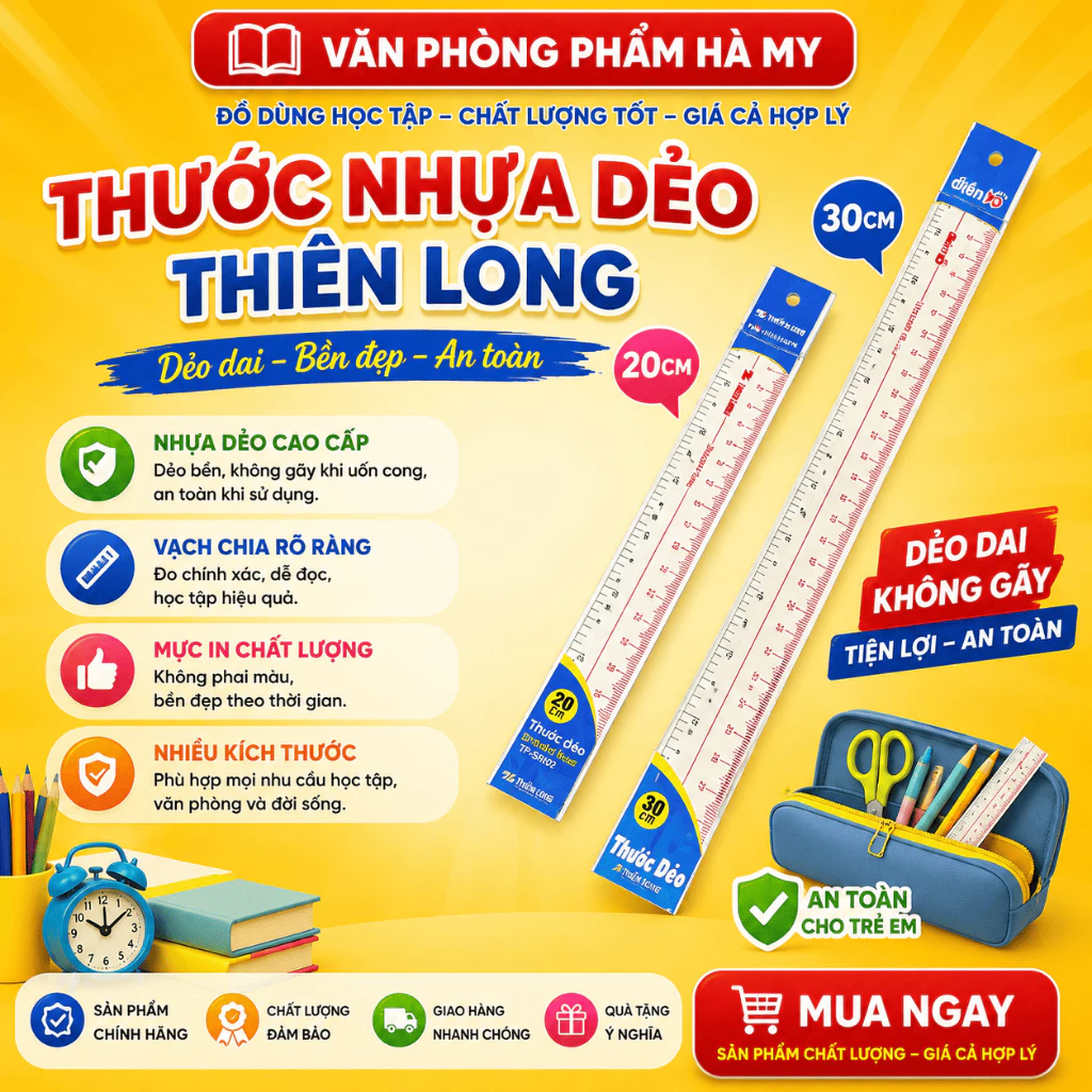 Thước Dẻo PVC 20cm/30cm Điểm 10 Thiên Long