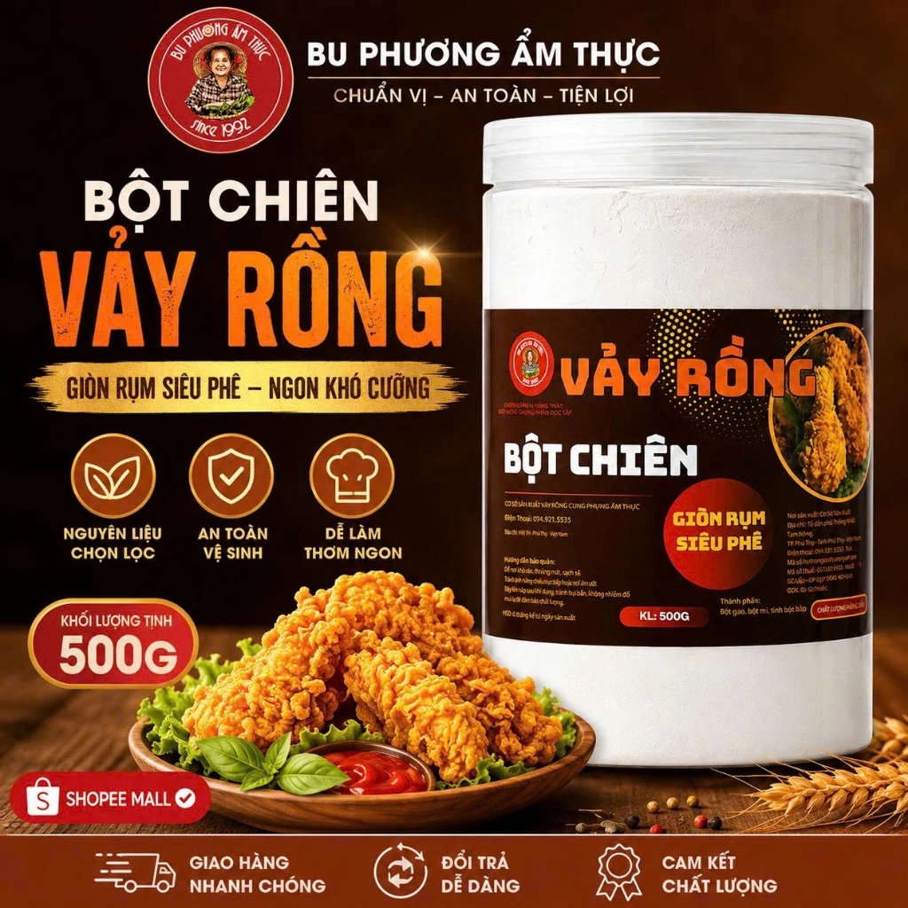 Bột Chiên Vảy Rồng - Thương Hiệu Bu Phương Ẩm Thực (Vảy Rồng Siêu Giòn Rụm - Ăn Là Mê)