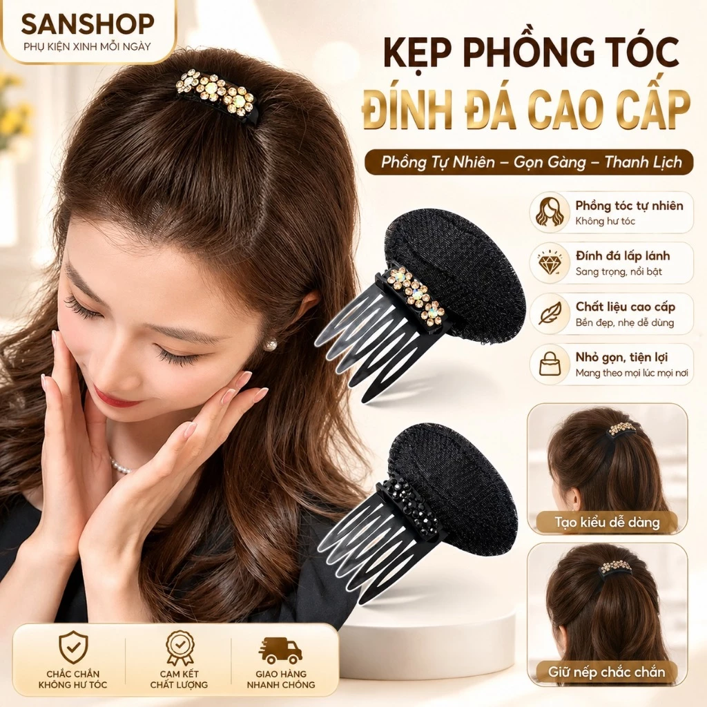 Kẹp Tóc Mái Giả Vô Hình Đính Đá Xinh Xắn Cho Nữ Sanshop