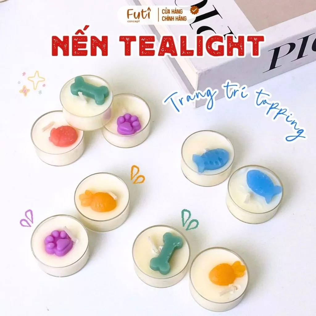 Nến Tealight Xinh Xắn, Nến Mini Trang Trí Topping Dễ Thương, Quà Tặng Xinh Xắn