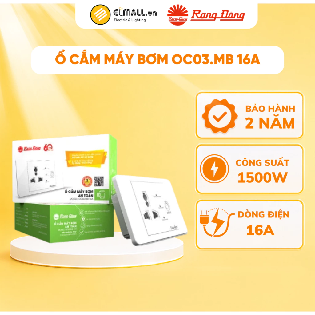 Ổ cắm máy bơm an toàn OC03.MB 16A - ELMALL
