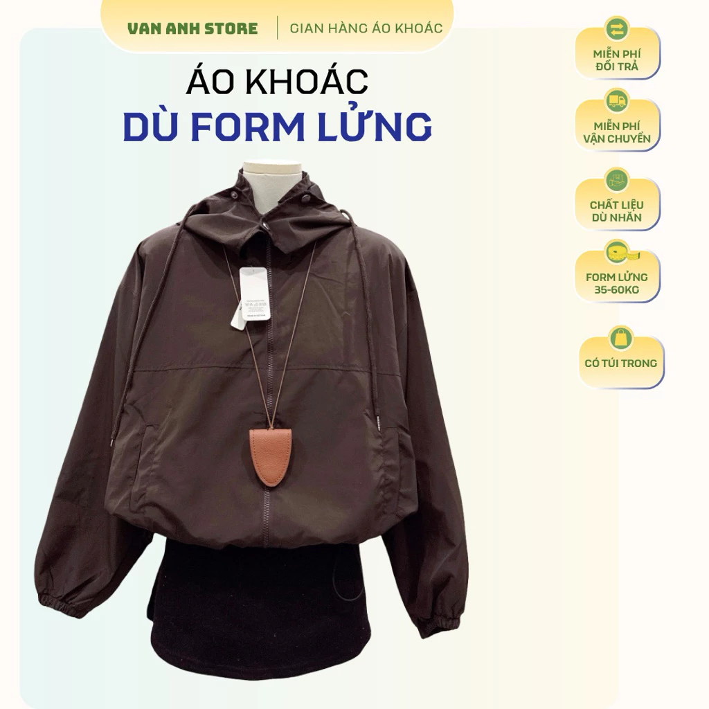 Áo Khoác Dù Nhăn Nút Cổ Form Lửng Nữ Dài Áo 50cm, áo khoác nữ hai lớp vải mỏng nhẹ form 35-60kg có dây rút