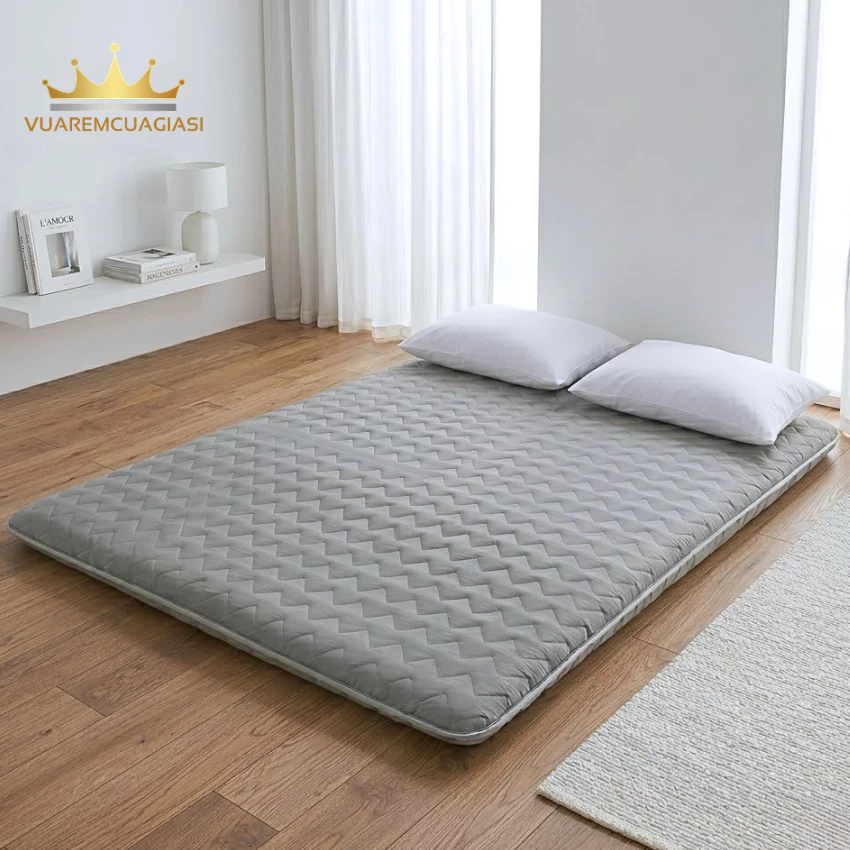 Nệm Topper KingCool Nệm Điều Hòa, Họa Tiết Dễ Thương Chất Liệu Vải Tencel Chần Bông Gòn Lông Vũ Mềm Mịn Thoáng Mát