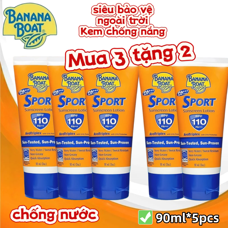 Kem chống nắng thể thao 𝑩𝒂𝒏𝒂𝒏𝒂 𝑩𝒐𝒂𝒕 90ml SPF 110 PA++++, chống tia UV cực mạnh, chống nước, chống mồ hôi, làm trắng da.