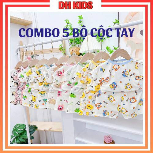 [ B01 ] Combo 5 Bộ quần áo cộc tay chất thun tăm mát lạnh  cho bé trai, bé gái - DH KIDS