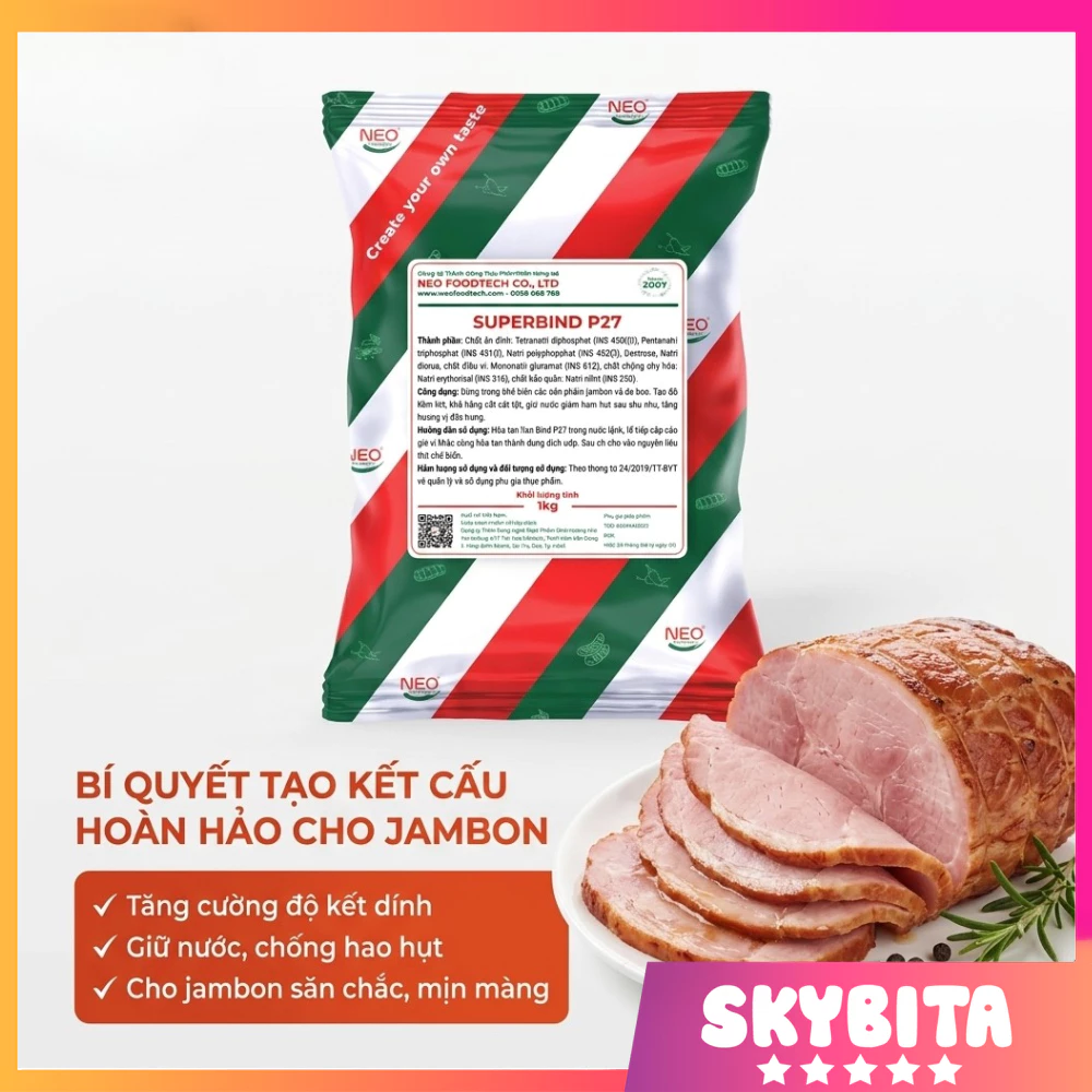 Phụ gia Neo Bind P27 [500gr-1kg] – Chuyên dùng cho Jambon, thịt nguội, hỗ trợ tạo kết cấu tốt cho sản phẩm