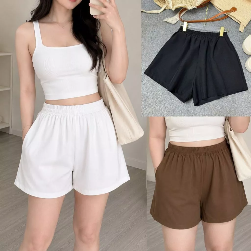 Quần đùi bigsize nữ dáng chữ A basic dễ phối đồ chất vải mềm mịn phù hợp bốn mùa mặc mát eo co giãn- Q500