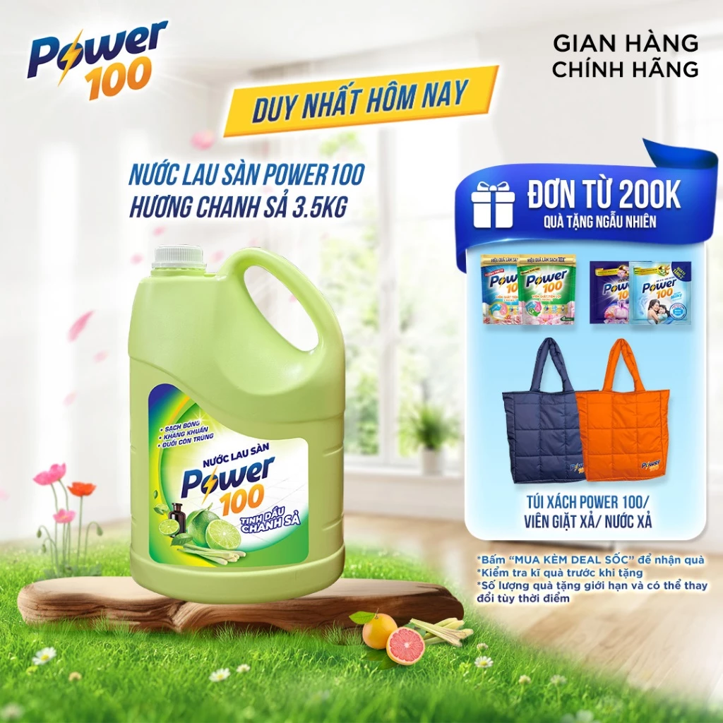 Nước lau sàn POWER100 Tinh dầu Chanh Sả 3.5kg