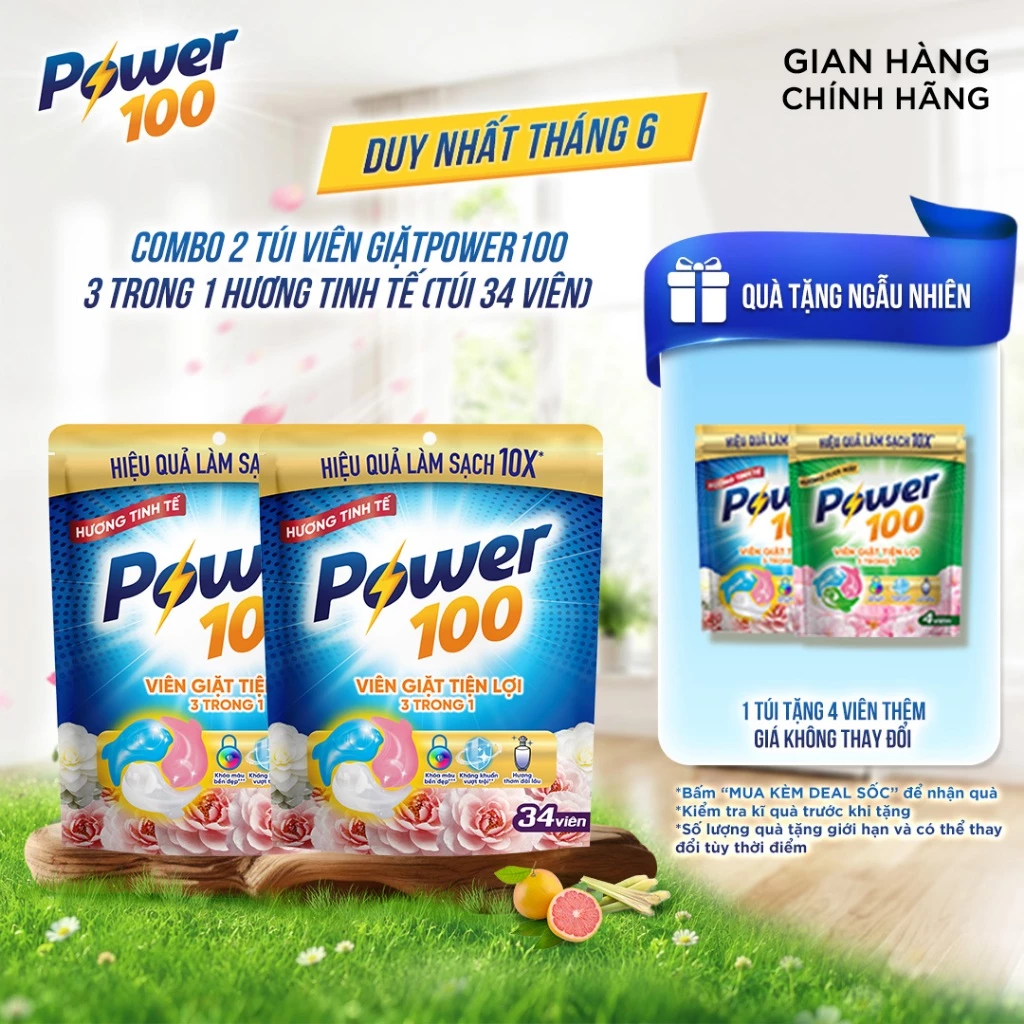 Combo Viên giặt tiện lợi power100 3 trong 1