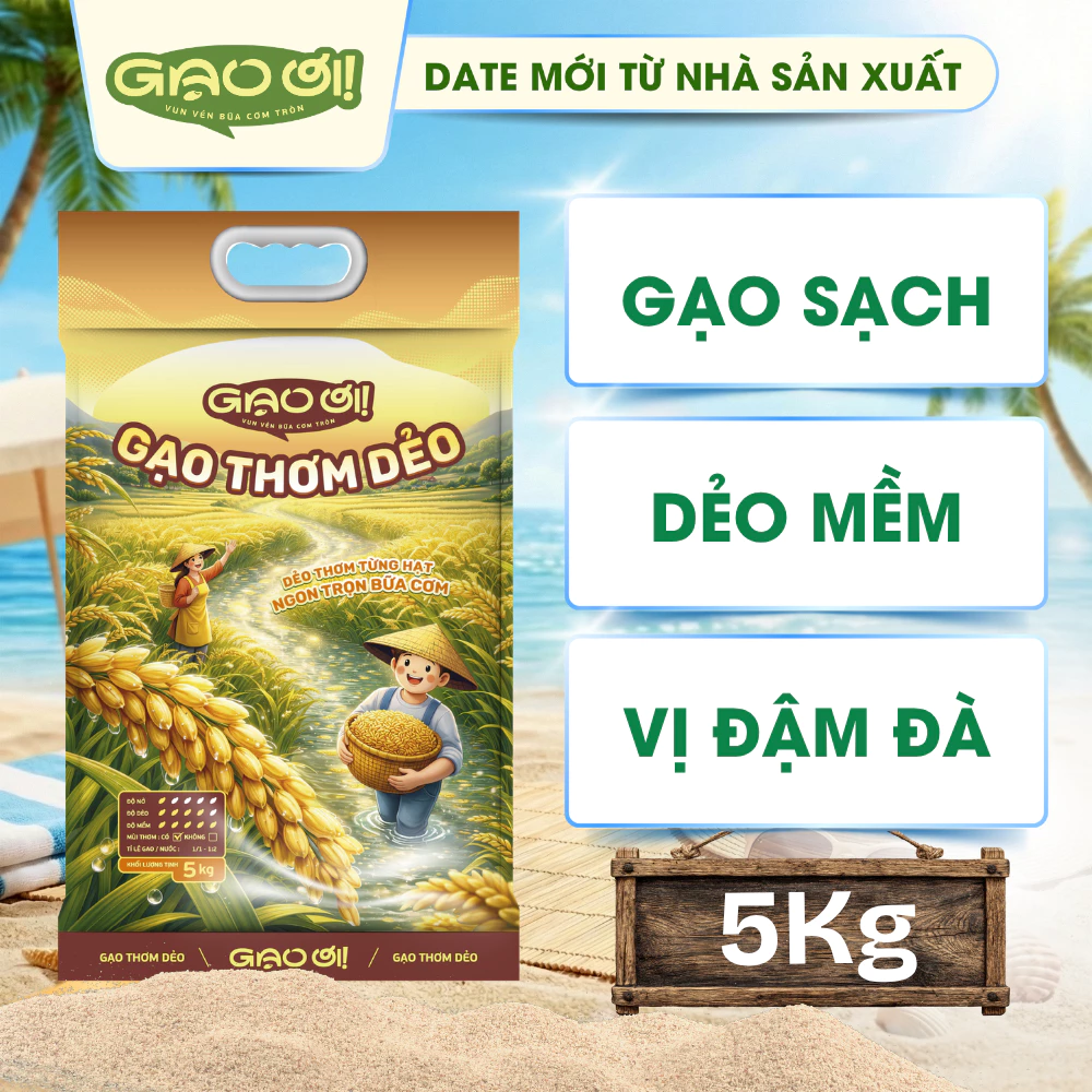 Gạo Thơm Dẻo - Túi 5kg (Cam kết date mới)