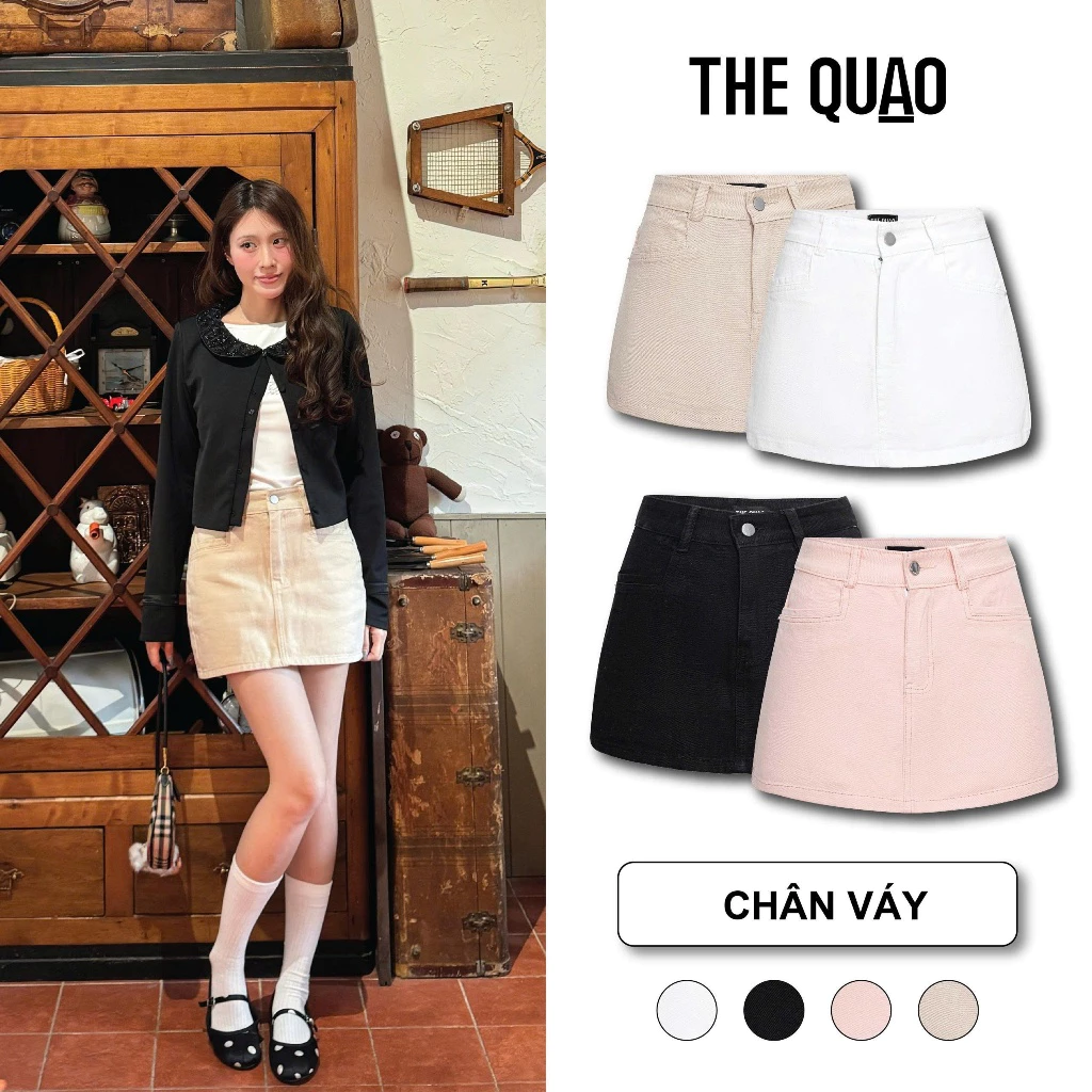 Chân Váy Nữ Lưng Cao Dáng A Có quần trong Viền Túi Kiểu Bốn Màu WSHJ013