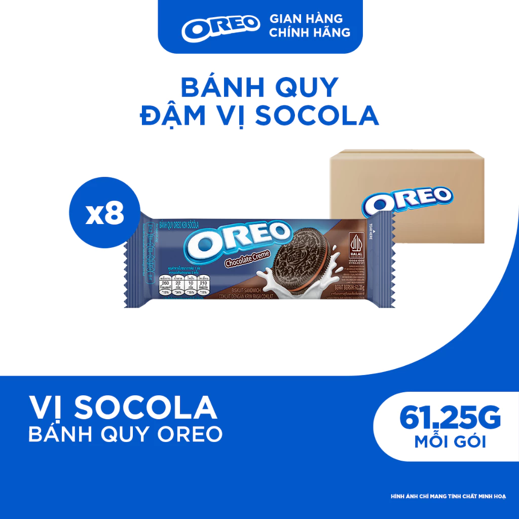 Combo 8 Thanh Bánh Quy Oreo Với Kem Vị Sôcôla 61.25g