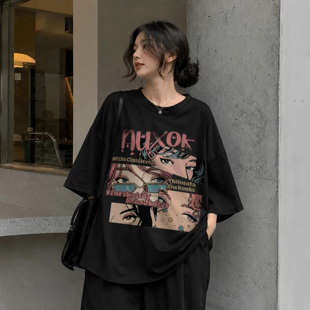 Áo thun phông 3158 nữ form rộng KONOVA COTTON Thoáng Mát in hình NUXOC