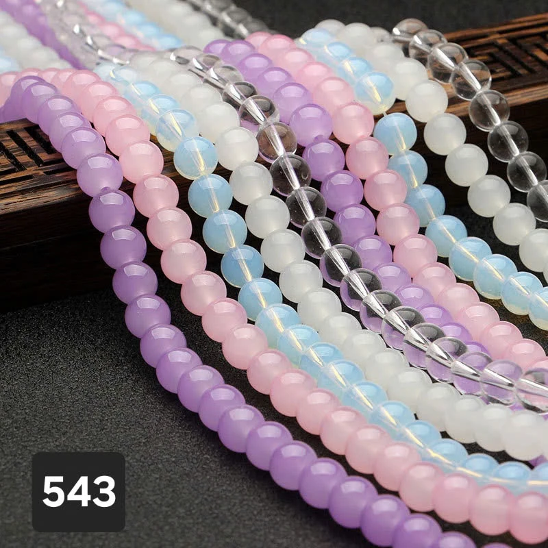 (50 hạt)Hạt thủy tinh 4mm, 6mm, 8mm, 10mm nhiều màu, nguyên liệu làm trang sức cổ trang