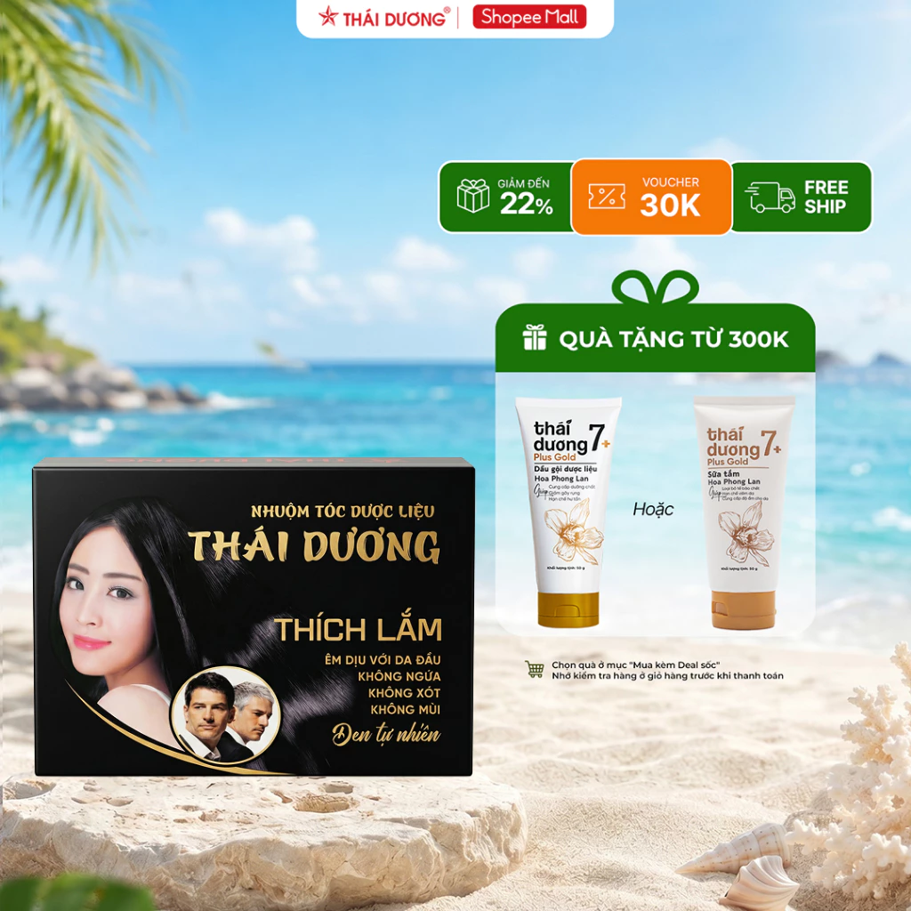 Nhuộm tóc Thái Dương thảo dược dạng GEL Pha Sẵn màu đen, nhuộm phủ bạc Thái Dương Thích Lắm - hộp 5 gói - Sao Thái Dương