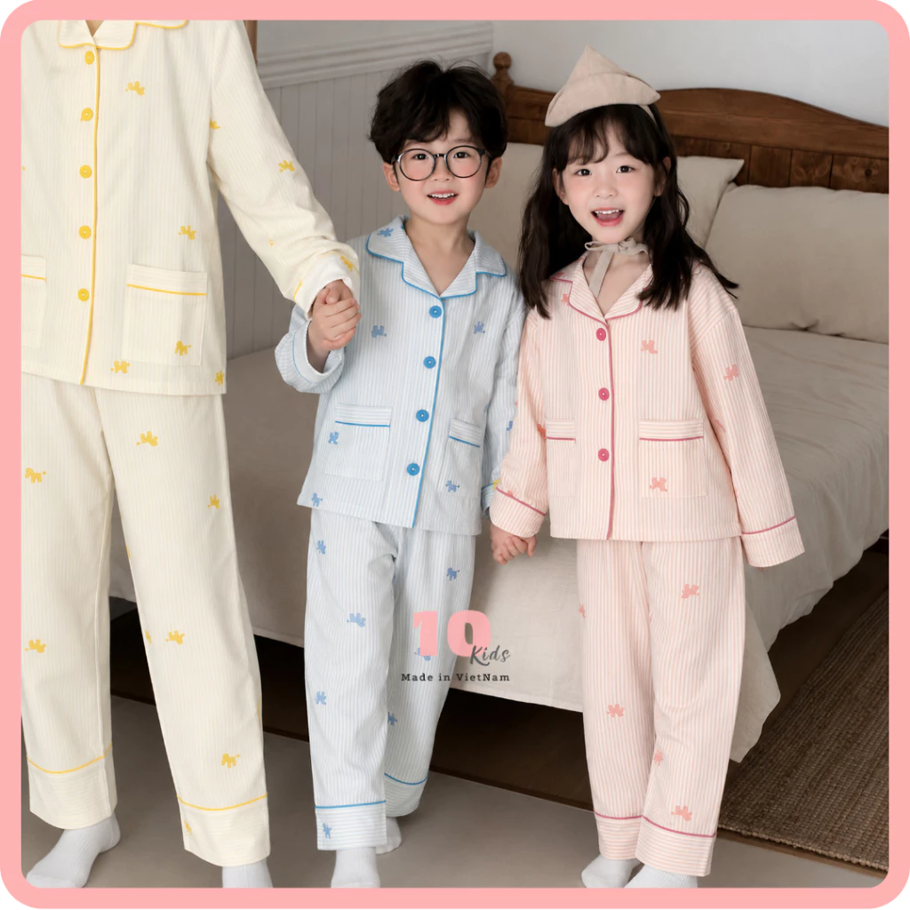 Đồ Gia Đình - Bộ Pijama Dài Tay Sọc Hình Ngựa Chất Liệu Cotton Hàn Thoáng Mát TK02 - Đồ Ngủ Cho Bé, Đồ Đôi Gia Đình