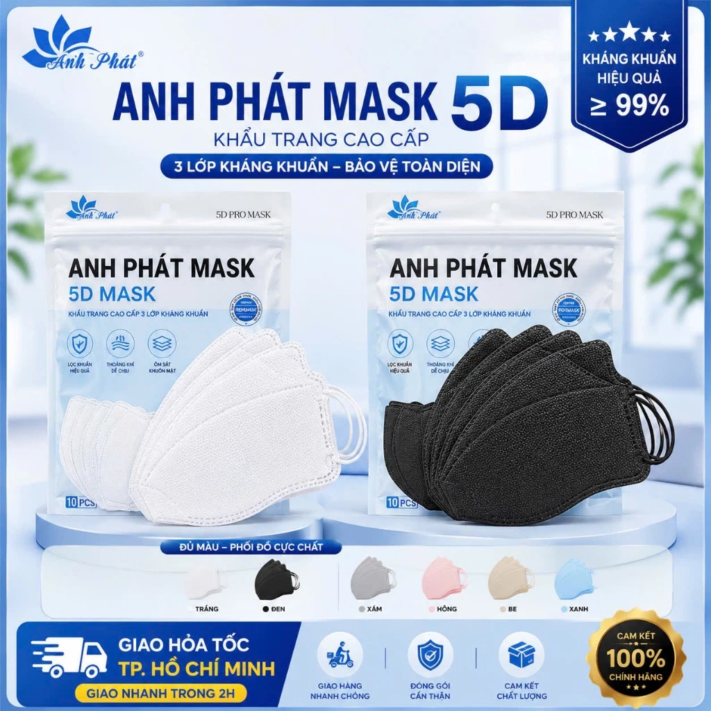 Thùng 300C Khẩu Trang 5D Anh Phát 3 Lớp Kháng Khuẩn  mẫu mới nhất