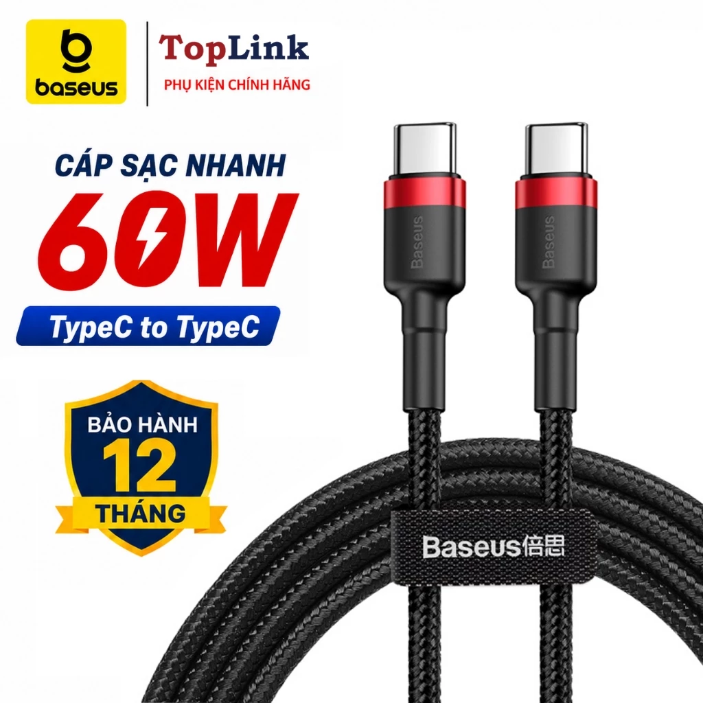 Cáp Sạc Nhanh Samsung Type C To Type C Công Suất 60w QC4.0 QC 3.0 Thương Hiêu Baseus - Toplink