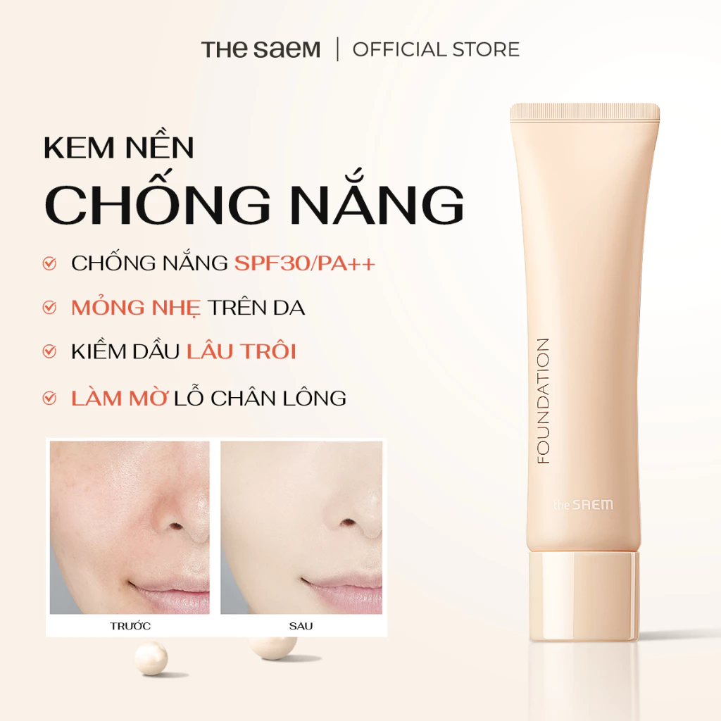 [THE SAEM] Kem Nền Chống Nắng THE SAEM Saemmul Airy Cotton Foundation SPF30/PA++ (30g)