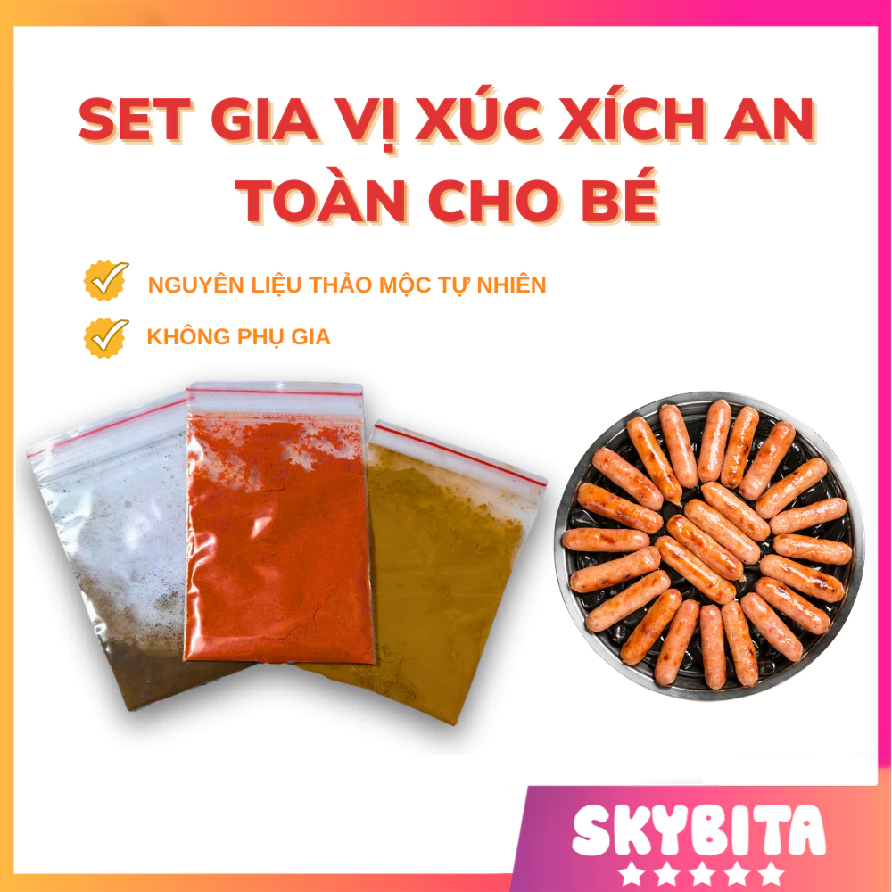 Gia Vị Xúc Xích Thảo Mộc Tự Nhiên Không Phụ Gia An Toàn Cho Bé Ăn Dặm - Sét làm cho 4Kg xúc xích