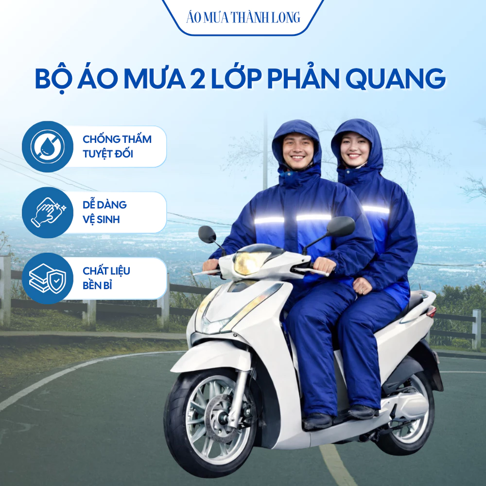 Bộ Áo Mưa Phản Quang Người Lớn Chống Thấm Nước Dày Dặn Dễ Vệ Sinh Bền Đẹp
