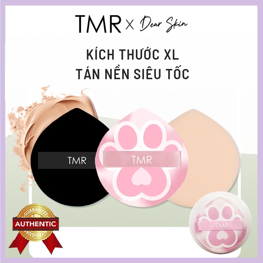 Bông Mút Tán XL Chân Mèo TMR Kèm Hộp Mềm Xốp Big Size Tán Nền Phấn Phủ Siêu Tốc