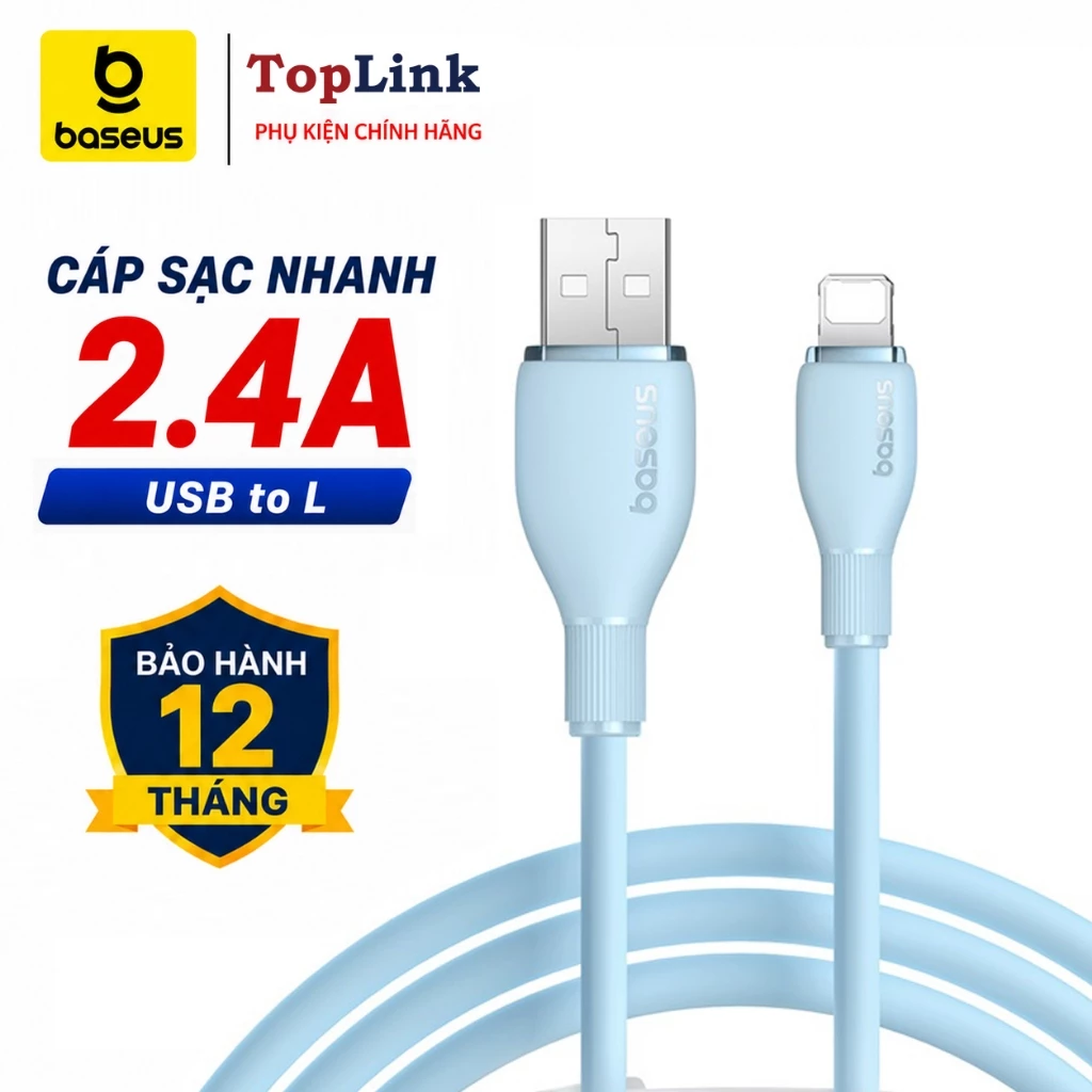 Cáp Sạc Nhanh 2.4a Truyền Data 480Mbps Baseus Pudding Trang Bị Smart Chip Cáp Cao Su Chống Gãy Sang Trọng Cho IP