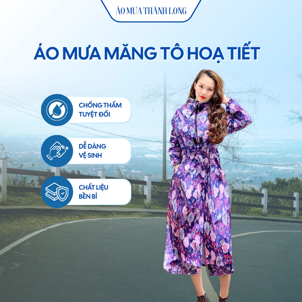 Áo Mưa Măng Tô Họa Tiết Chống Thấm Nước Dày Dặn Dễ Vệ Sinh Bền Đẹp Sử Dụng Lâu Dài