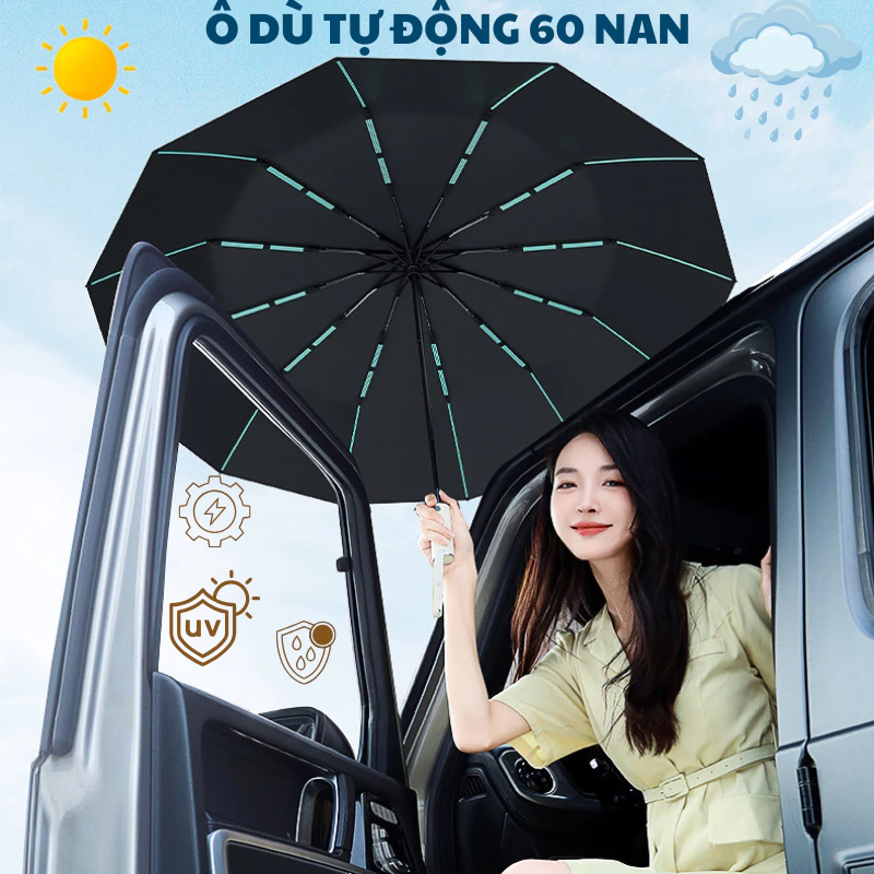 Dù Tự Động Che Mưa Che Nắng, Chắc Chắc Tự Động Đóng Mở, Chống Lật, Tán Rộng Chống Tia UV