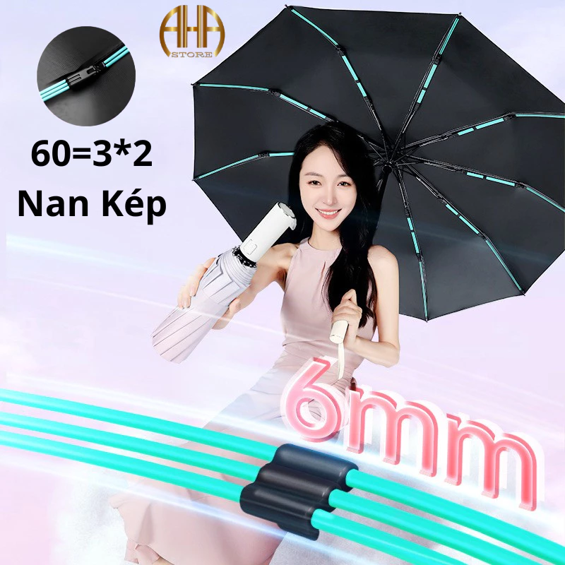 Ô Che Mưa Dù Chống Nắng TỰ ĐỘNG Gấp Gọn Cầm Tay, Ô Chống Tia UV Hồng Ngoại
