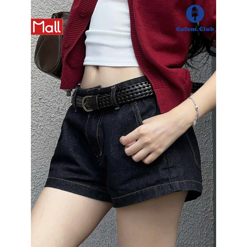 Calem.Club - Quần Short ngắn nữ Denim Mood cạp trễ chất liệu Jean dáng ngắn trên gối quần short nữ phong cách trẻ trung