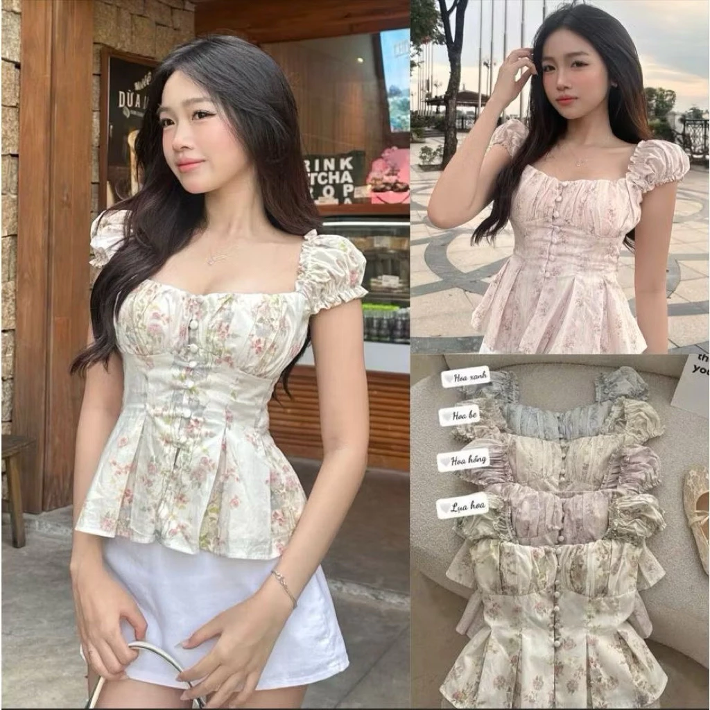 [ bigsize 60-90kg] Áo kantop tiểu thư nút bọc mã 542