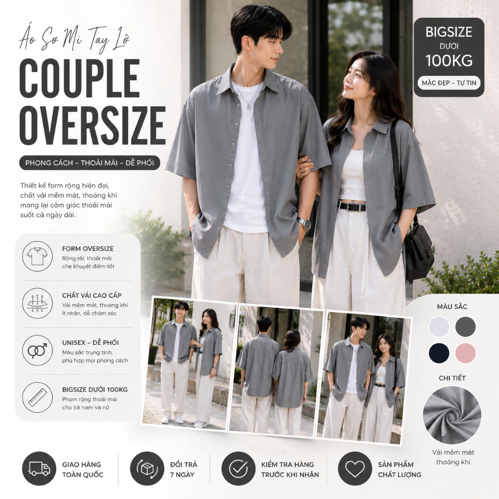Áo đôi nam nữ tay ngắn DOLARO form rộng dáng đẹp, áo sơ mi nữ local brand phong cách hàn quốc nhiều màu đủ size