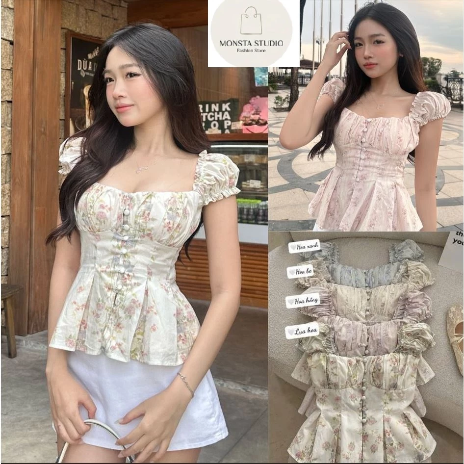 Áo Babydoll Nữ Tay Bồng Có Mút V1 Chun Lưng Ôm Eo Tôn Dáng Bồng Xoè Phong Cách Tiêu Thư Dễ Thương