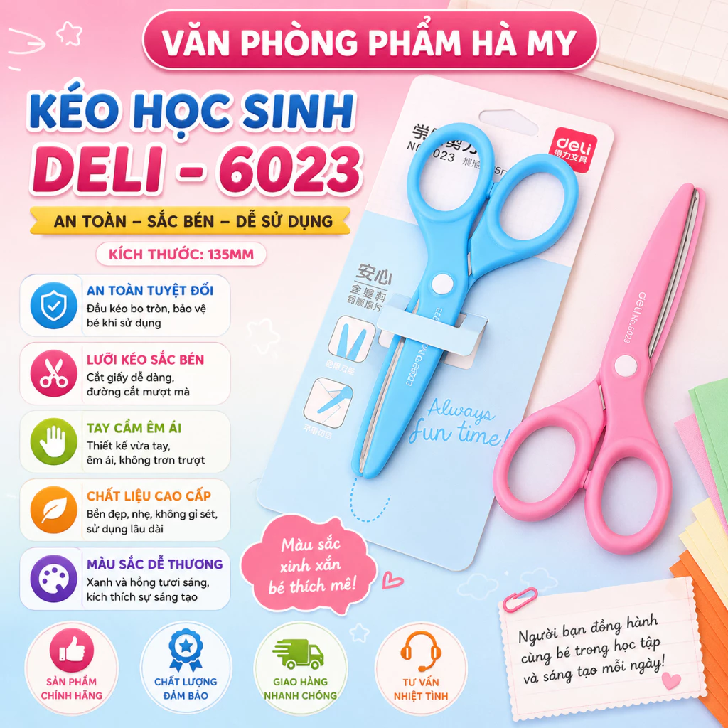 Kéo học sinh 135mm DeLi - 6023