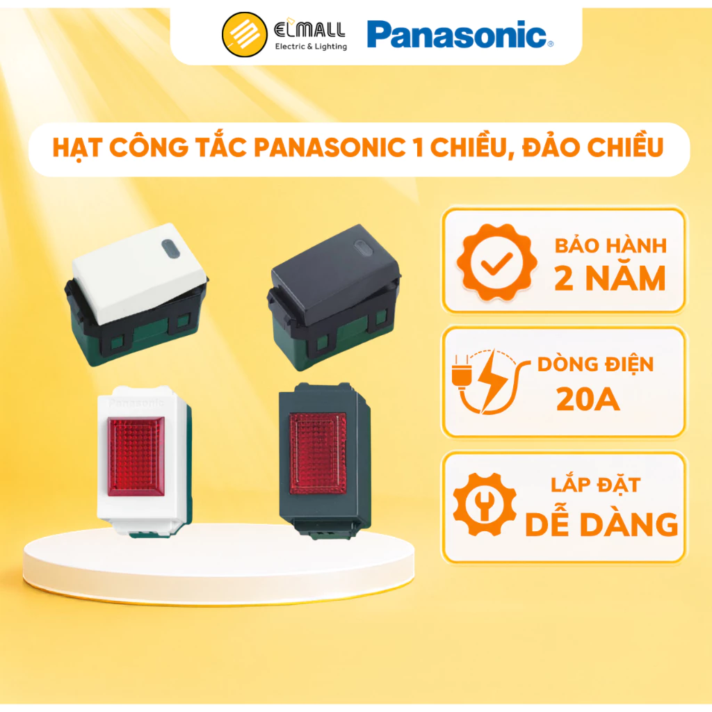 Hạt Công tắc 1 chiều, đảo chiều, 20A Panasonic có đèn báo cao cấp Wide Serie - ELMALL