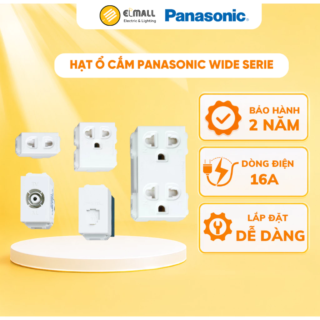 Hạt ổ cắm đơn, đôi, ổ cắm mạng, ổ cắm TV dân dụng màu trắng Panasonic, đa dạng mẫu mã Wide Serie