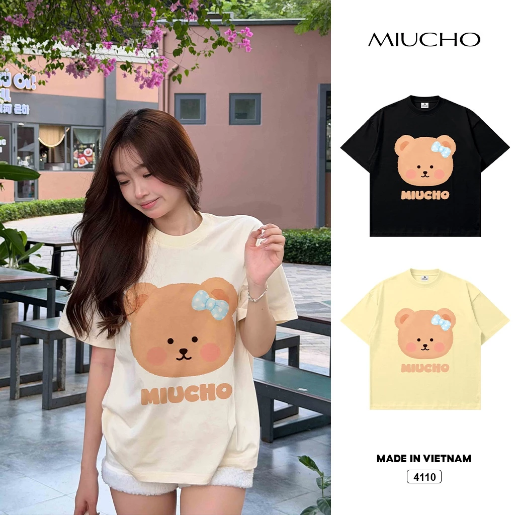 Áo thun boxy nữ Gấu Teddy xinh yêu Miucho 4110