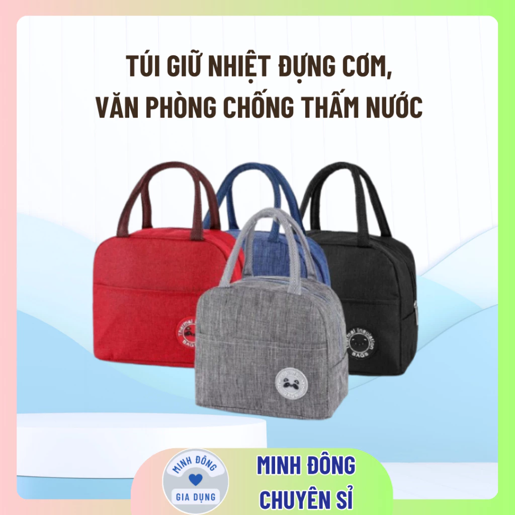 Túi giữ nhiệt đựng cơm, túi đựng hộp cơm văn phòng chống thấm nước có quai xách tiện dụng