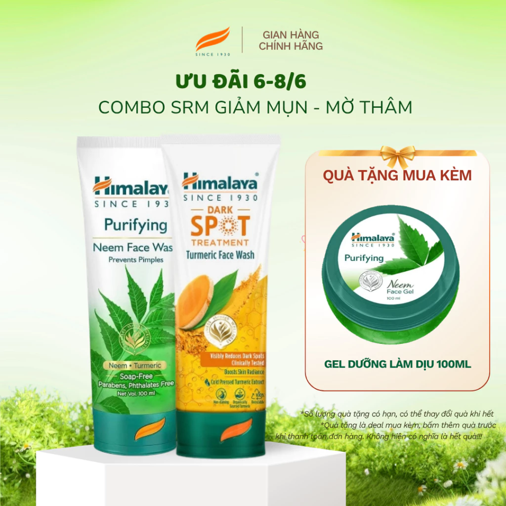 Combo FRESH & GLOW Himalaya Neem Face Wash 100ml + Tumeric Face Wash 100ml