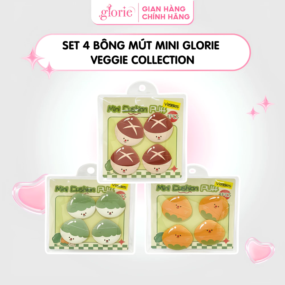 Set 4 Bông Mút Mini Glorie Veggie Collection