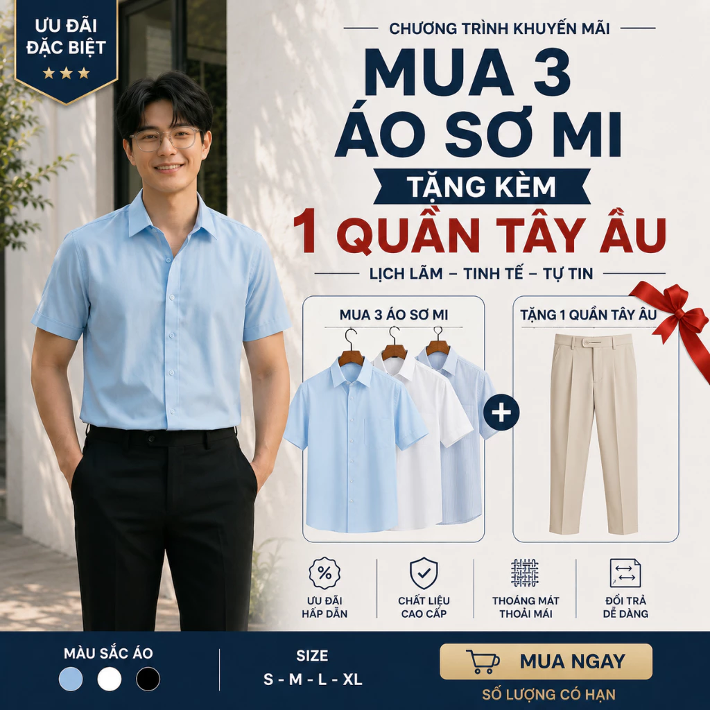 Áo sơ mi nam công sở DOLARO chất kate thoáng mát, sơ mi trắng công sở nam tay ngắn