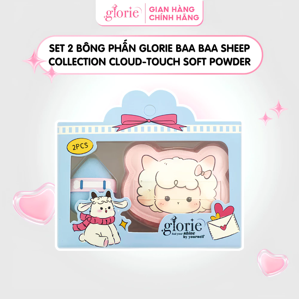Set 2 Bông Phấn Glorie Baa Baa Sheep Collection Cloud-Touch Soft Powder